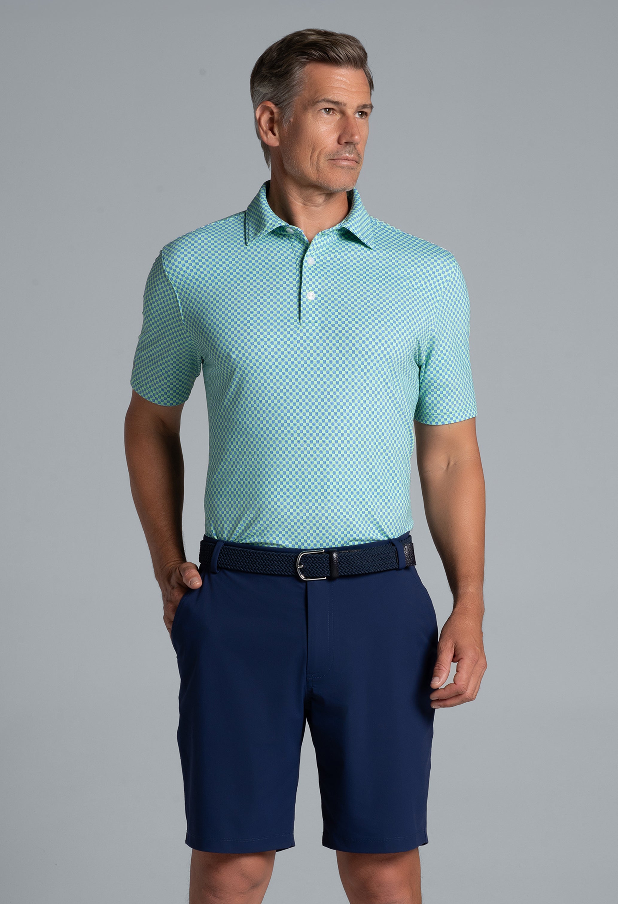 Square Spiral Print Short Sleeve Polo – 94169 (Modern Fit)