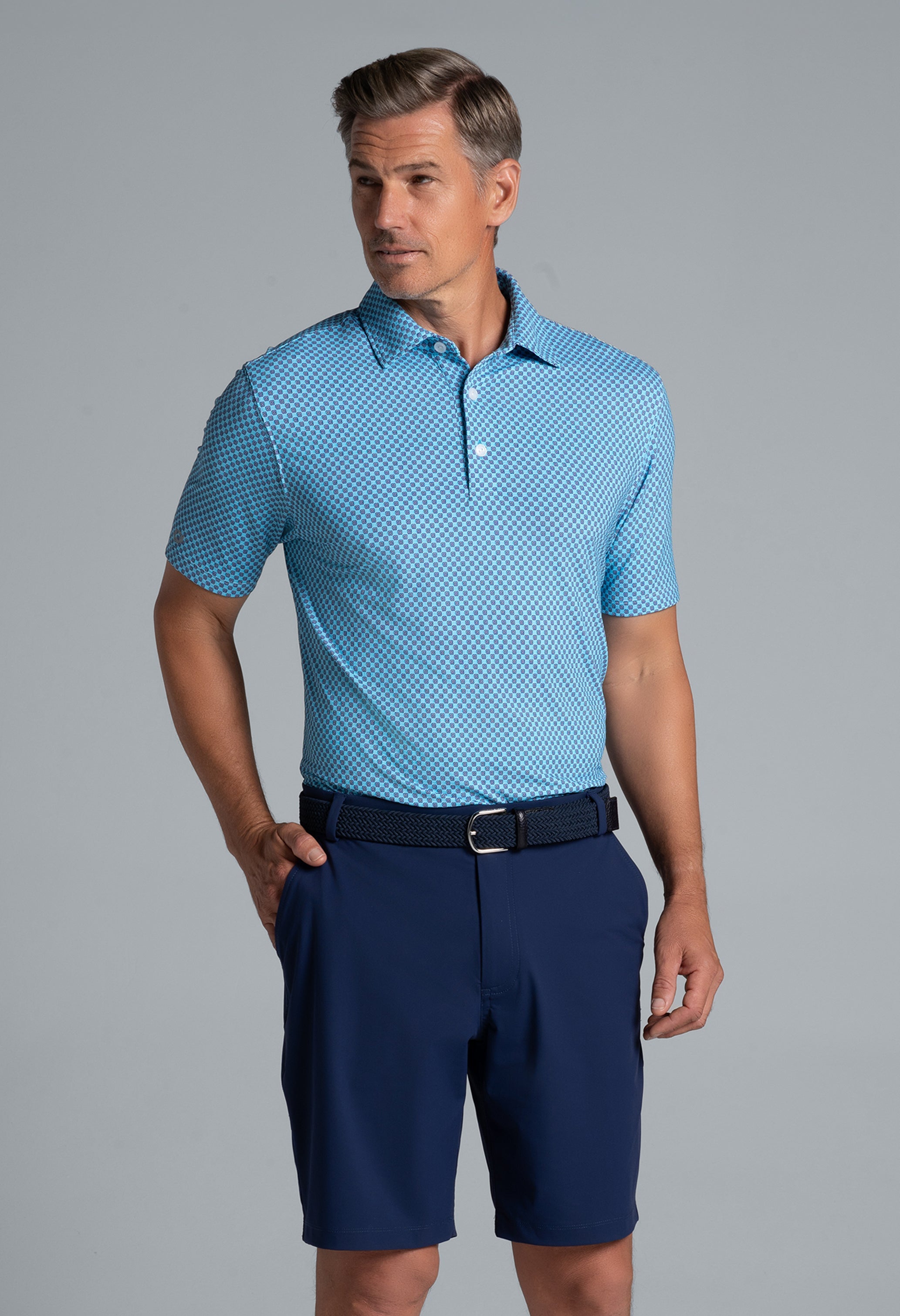 Square Spiral Print Short Sleeve Polo – 94169 (Modern Fit)